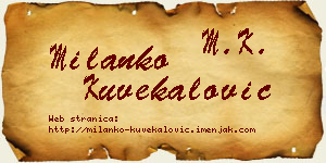 Milanko Kuvekalović vizit kartica